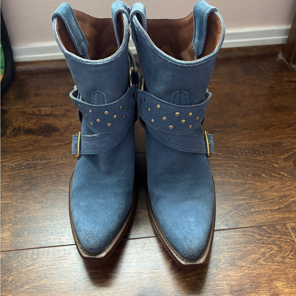 Elvis Presley Blue Suede Western Ankle Boots